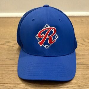 Blue Baseball Cap with Red Logo. Stretch fit S/M.